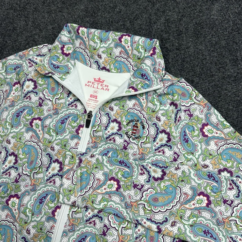 Peter Millar Women's M Multi Color Paisley Floral Full Zip UPF 50+ Golf Tech